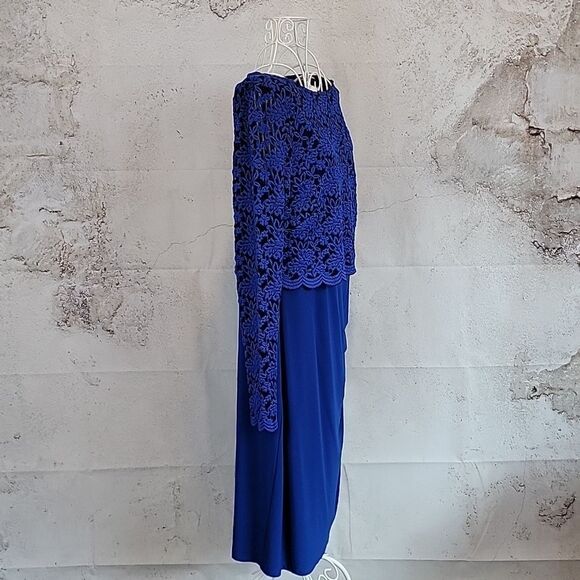 Cartise Elegant Blue Lace Overlay Midi Dress Womens Size 12 - Picture 5 of 10